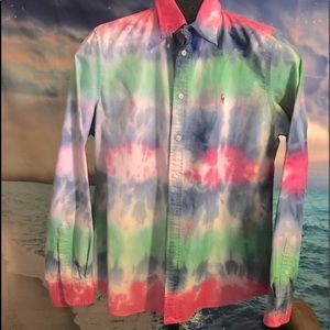 POLO RALPH LAUREN Men's Multicolor Custom Fit Tie-Dyed Button down